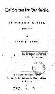 Cover of: Walther von der Vogelweide, ein altdeutscher Dichter