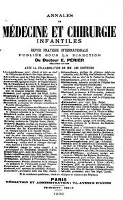 Annales de médecine et chirurgie infantiles