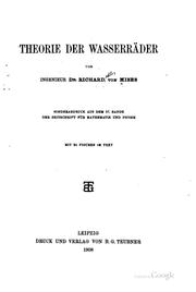 Cover of: Theorie der Wasserräder