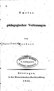Cover of: Umriss pädagogischer Vorlesungen by Johann Friedrich Herbart