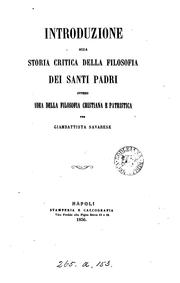 Cover of: Introduzione alla storia critica della filosofia dei santi padri, ovvero Idea della filosofia ... by 