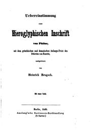 Cover of: Uebereinstimmung einer hieroglyphischen Inschrift von Philae mit dem ... by Heinrich Karl Brugsch