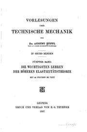 Cover of: Vorlesungen über technische Mechanik: in sechs Bänden