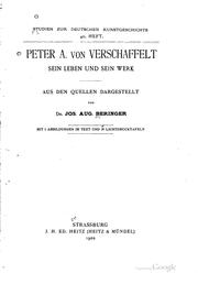 Cover of: Peter a. Von verschaffelt, sein Leben und sein Werk