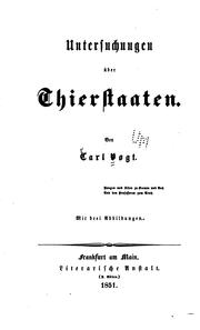 Cover of: Untersuchungen über Thierstaaten