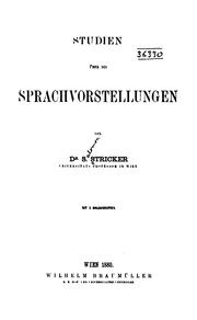 Cover of: Studien über die Sprachvorstellungen by S. Stricker