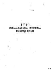 Cover of: Atti della Accademia pontificia de' nuovi Lincei