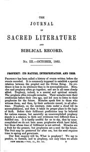 Cover of: The Journal of Sacred Literature and Biblical Record by 