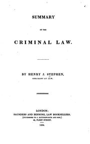 Cover of: Summary of the Criminal Law