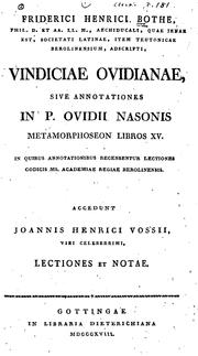 Cover of: Vindiciae Ovidianae: sive Annotationes in P. Ovidii Metamorphoseon libros xv in quibus ...