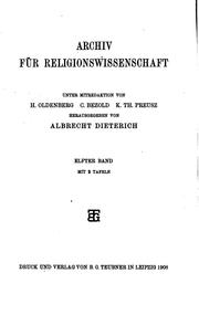 Cover of: Archiv für Religionswissenschaft vereint mit den Beiträgen zur religionswissenschaftlichen ... by 