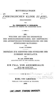 Cover of: Mittheilungen aus der Chirurgischen Klinik zu Kiel. v.4, 1884