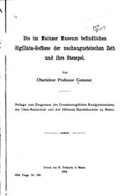 Cover of: Die im Mainzer Museum befindlichen sigillata-gefässe der nachaugusteischen ... by 