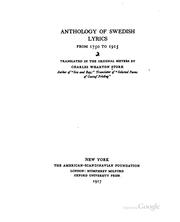 Cover of: Anthology of Swedish Lyrics from 1750 to 1915: Tr. in the Original Meters by ... by 