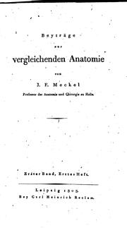 Cover of: Beyträge zur vergleichenden Anatomie