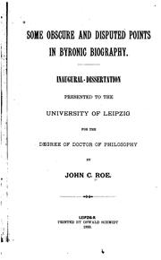 Cover of: Some Obscure and Disputed Points in Byronic Biography: Inaugural-dissertation | 