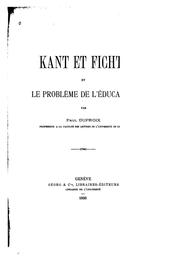 Cover of: Kant et Fichte et le problème de l'éducation by Paul Duproix