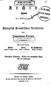 Cover of: Archiv für die Artillerie- und Ingenieur-offiziere des deutschen Reichsheeres by 
