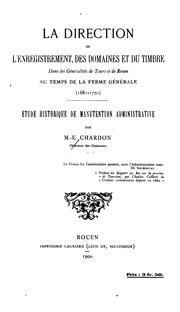 La direction de l'enregistrement, des domaines et du timbre dans les ... by Edmond Jacques Chardon