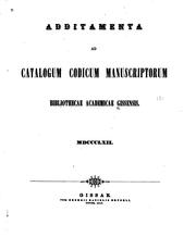 Cover of: Additamenta Ad Catalogum Codicum Manuscriptorum Bibliothecae Academicae Gissensis