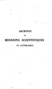 Cover of: Archives des missions scientifiques et littéraires