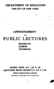 Cover of: Announcement of Public Lectures: Manhattan, the Bronx, Brooklyn, Queens, Richmond