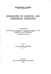 Cover of: Researches in Assyrian and Babylonian Geography