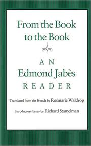 Cover of: From the book to the book: an Edmond Jabès reader