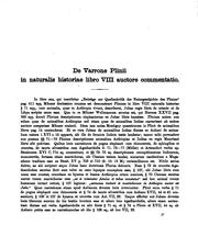 Cover of: De Varrone Plinii in Naturalis historiae libro VIII auctore commentatio by 