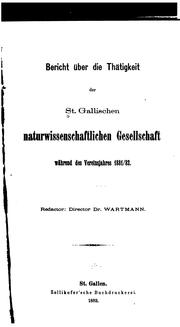 Cover of: Jahrbuch der ST. Gallischen naturwissenschaftlichen Gesellschaft