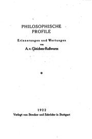 Cover of: Philosophische Profile: Erinnerungen und Wertungen by 
