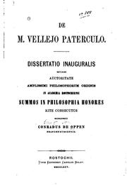 Cover of: De M. Vellejo Paterculo by 