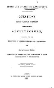 Cover of: Questions upon various subjects connected with architecture