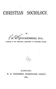 Christian Sociology by John Henry Wilbrandt Stuckenberg