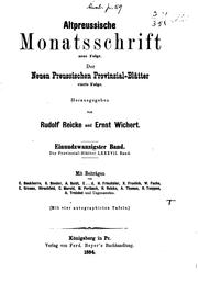 Cover of: Altpreussische Monatsschrift by 