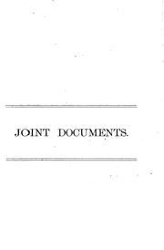 Cover of: Joint Documents ... for the Year ...