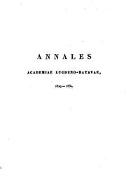 Cover of: Annales Academiae lugduno-batavae