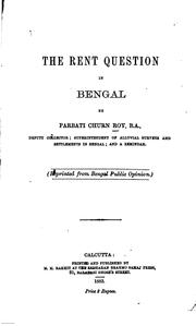 Cover of: The Rent Question in Bengal | 