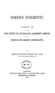 Cover of: Foreign Judgments