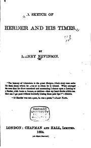Cover of: A Sketch of Herder and His Times