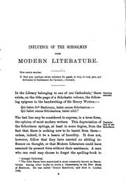 Cover of: The influence of the schoolmen upon modern literature