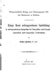 Cover of: Einige Reste Nebengeordneter Satzbildung in Untergeordnetem Satzgefüge bei Thucydides und ...