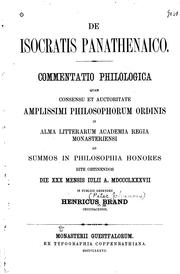 Cover of: De Isocratis Panathenaico: Commentatio philologica by 