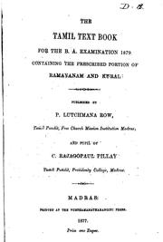 Cover of: The Tamil text book for the B. A. examination 1879: containing the ... by 