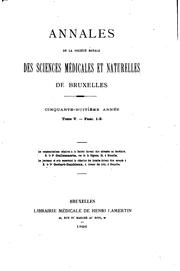 Cover of: Annales de la Société royale des sciences médicales et naturelles de Bruxelles