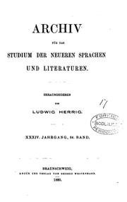 Cover of: ARCHIV FUR STUDIUM DER NEUEREN SPRACHEN UND LITERATUREN by 