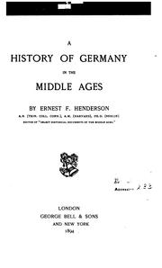 Cover of: A History of Germany in the Middle Ages