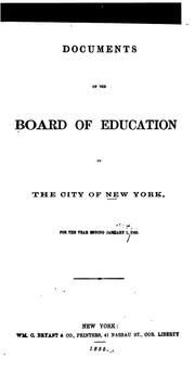 Cover of: Documents of the Board of Education of the City of New York