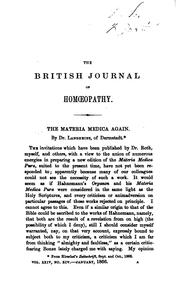 Cover of: The British Journal of Homoeopathy | 