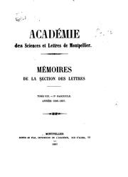 Cover of: Memoires: Section des lettres